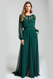 Pine Illusion Neck Embroideried Mother of the Bride Dress with Belt