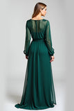 Pine Illusion Neck Embroideried Mother of the Bride Dress with Belt