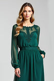 Pine Illusion Neck Embroideried Mother of the Bride Dress with Belt