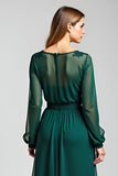 Pine Illusion Neck Embroideried Mother of the Bride Dress with Belt