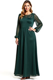 Pine A Line Long Sleeves Scoop Neck Mother of the Bride Dress