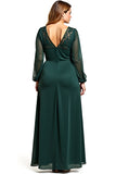 Pine A Line Long Sleeves Scoop Neck Mother of the Bride Dress