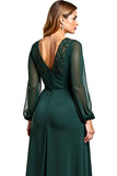 Pine A Line Long Sleeves Scoop Neck Mother of the Bride Dress
