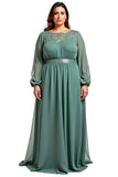 Eucalyptus Chiffon Appliqued A Line Plus Size Mother of the Bride Dress