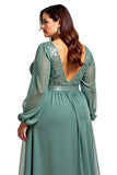 Eucalyptus Chiffon Appliqued A Line Plus Size Mother of the Bride Dress