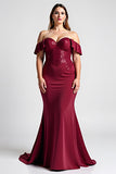 Burgundy Mermaid Sweetheart Long Plus Size Mother of the Bride Dress