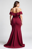 Burgundy Mermaid Sweetheart Long Plus Size Mother of the Bride Dress