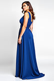 Royal Blue A Line One Shoulder Long Plus Size Mother of the Bride Dress