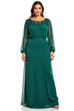 Dark Green Chiffon Sheath Plus Size Mother of the Bride Dress