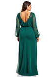 Dark Green Chiffon Sheath Plus Size Mother of the Bride Dress
