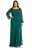 Dark Green Chiffon Sheath Plus Size Mother of the Bride Dress