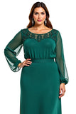 Dark Green Chiffon Sheath Plus Size Mother of the Bride Dress