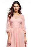 Blush Pink Chiffon Midi Mother of the Bride Dress with Lace Appliques