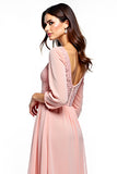 Blush Pink Chiffon Midi Mother of the Bride Dress with Lace Appliques