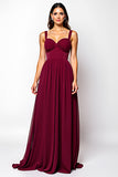 Burgundy Sweetheart Chiffon A Line Long Wedding Guest Dress