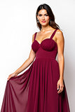 Burgundy Sweetheart Chiffon A Line Long Wedding Guest Dress