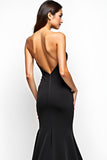 Black Mermaid Keyhole Strapless Long Formal Dress with Slit