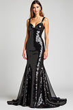 Black Mermaid Sequined Corset Long Formal Dress