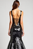 Black Mermaid Sequined Corset Long Formal Dress