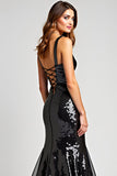 Black Mermaid Sequined Corset Long Formal Dress