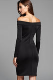 Black Bodycon Off the Shoulder Short Graduation Dress
