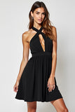 Black A Line Keyhole Halter Short Graduation Dress
