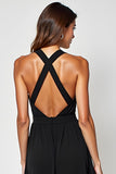 Black A Line Keyhole Halter Short Graduation Dress
