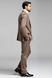 Luxury Khaki Notch Lapel Two Button 2 Piece Men Suits