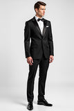Black Notch Lapel One Button 2 Piece Formal Men Suits