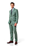 2 Piece Grey Green Notch Lapel Two Button Prom Men Suits
