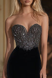 Black Sparkly Sweetheart Mermaid Prom Dress with Sequins