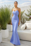 Sky Blue Strapless Sweetheart Sheath Maxi Formal Dress