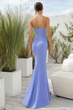 Sky Blue Strapless Sweetheart Sheath Maxi Formal Dress