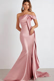 Sheath Pink One Shoulder Streamer Long Formal Dress