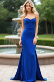 Sheath Strapless Royal Blue Sweetheart Floor Length Formal Dress