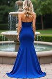 Sheath Strapless Royal Blue Sweetheart Floor Length Formal Dress