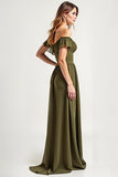 Olive A Line Chiffon Long Formal Dress with Ruffles
