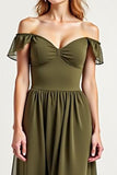 Olive A Line Chiffon Long Formal Dress with Ruffles