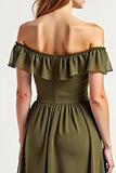 Olive A Line Chiffon Long Formal Dress with Ruffles