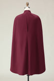Burgundy Sheath Ankle-Length Formal Dress with Cape