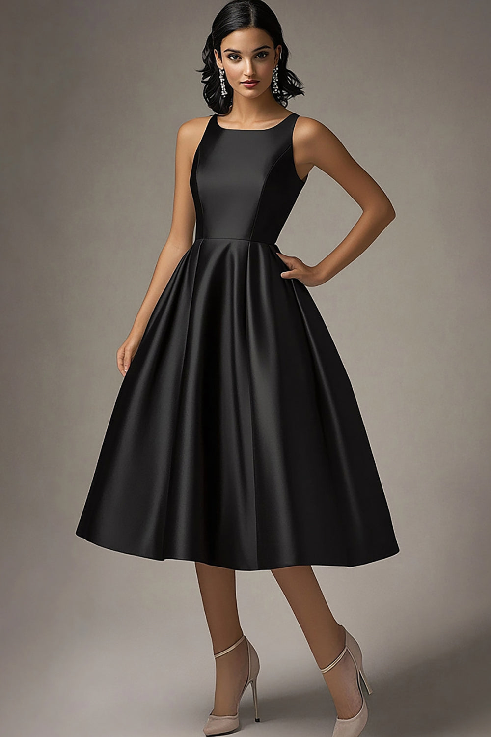 Simple Black A Line Knee-Length Formal Dress Simple Black A Line Knee-Length Formal Dress