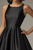 Simple Black A Line Knee-Length Formal Dress