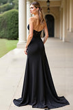 Black Long Sweetheart Sheath Prom Dress with Lace