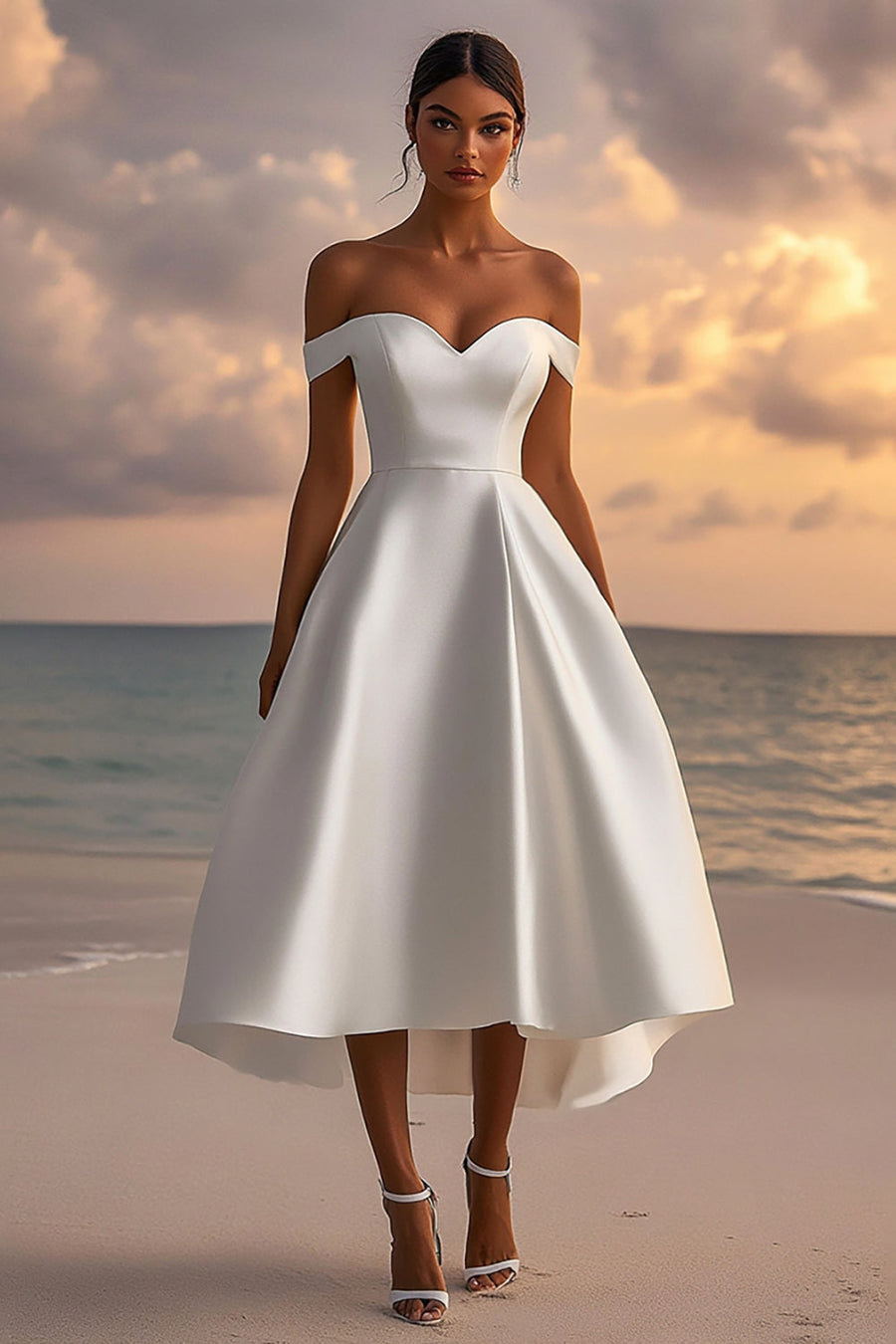 engagement dresses uk Wedtrend Women Ivory A-Line Engagement Dress V-Neck Lace Bridal Shower Dress  With Long Sleeves  Wedtrend UK