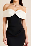 Elegant Sheath White Off the Shoulder Long Black Tie Dress