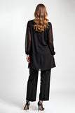 2 Piece Black Long Sleeves Chiffon Mother of the Bride Pantsuit