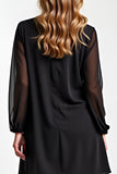 2 Piece Black Long Sleeves Chiffon Mother of the Bride Pantsuit