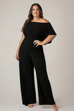Black Plus Size Chiffon Comfy Mother of the Bride Jumpsuit