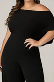 Black Plus Size Chiffon Comfy Mother of the Bride Jumpsuit