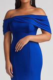 Mermaid Royal Blue Off the Shoulder Long Plus Size Mother of the Bride Dress